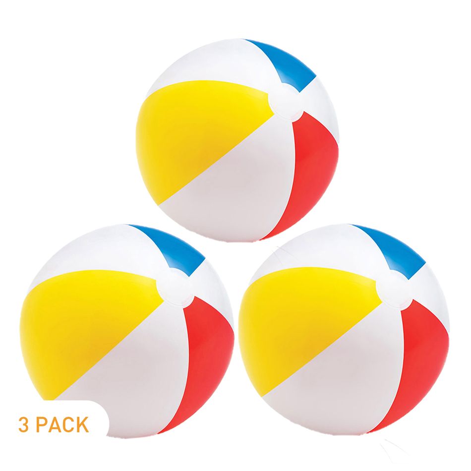 3-pack Beach Balls Color Ball Inflatable Beach Balls for Swimming Pool Beach Outdoor Lawn Games Summer Party Favors Water Toys Color block