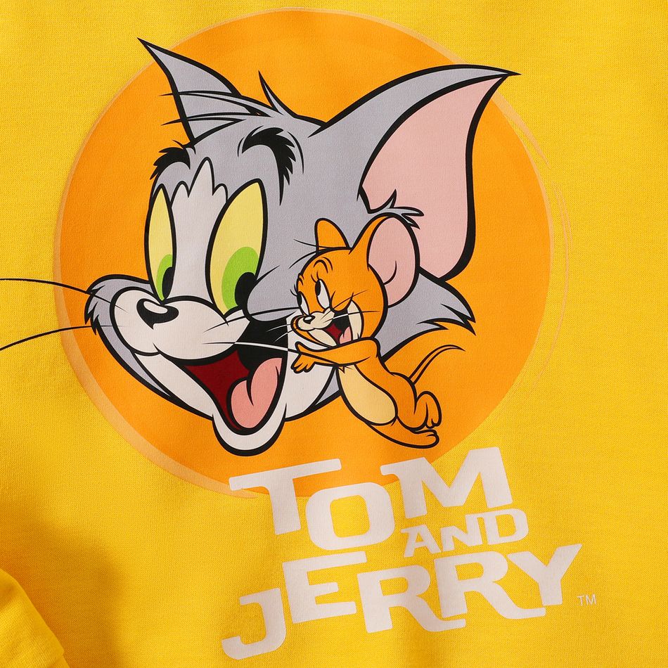 Tom and Jerry Kid Boy Letter Print Yellow Hoodie Sweatshirt Yellow big image 3
