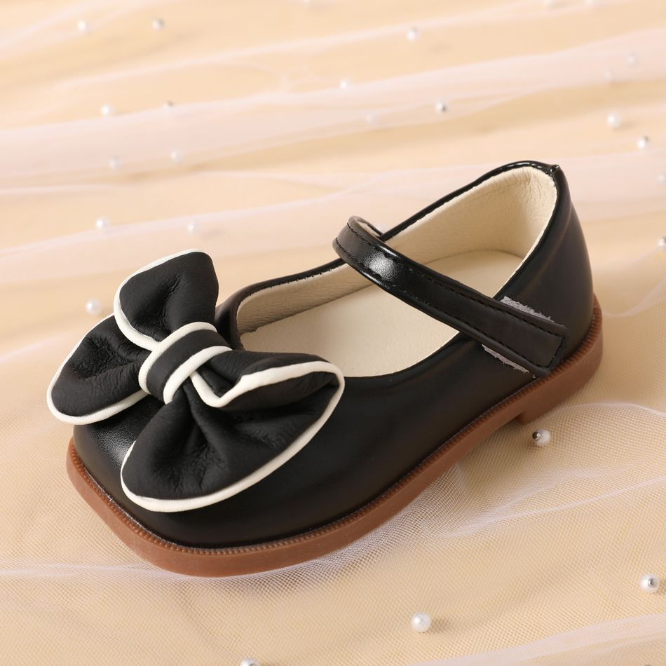 Toddler / Kid Bowknot Decor Black Flats Princess Shoes Black