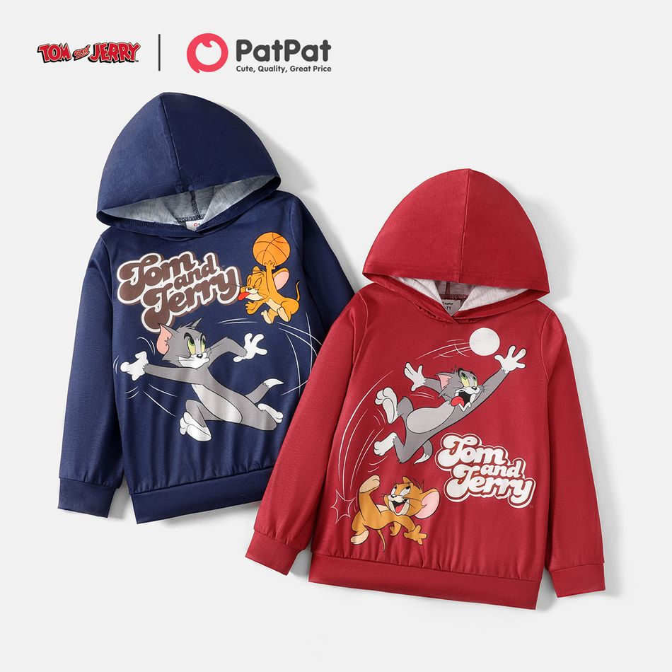 Tom and Jerry Kid Boy Letter Ball Print Hoodie Sweatshirt Tibetan blue big image 2