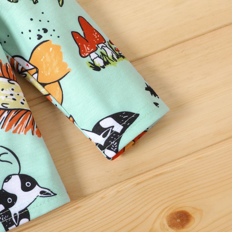 2pcs Baby Boy 100% Cotton Pants and Allover Cartoon Animal Print Long-sleeve T-shirt Set Colorful big image 4