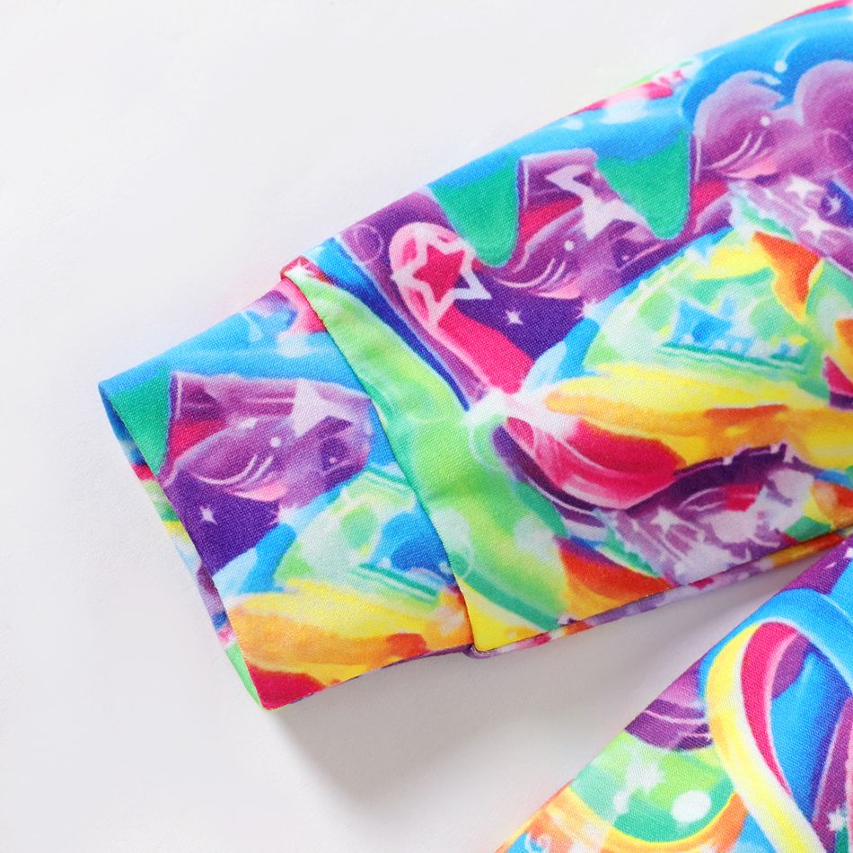 robe sweat à capuche imprimé arc-en-ciel de licorne fille enfant / leggings élastiques Multicolore big image 3