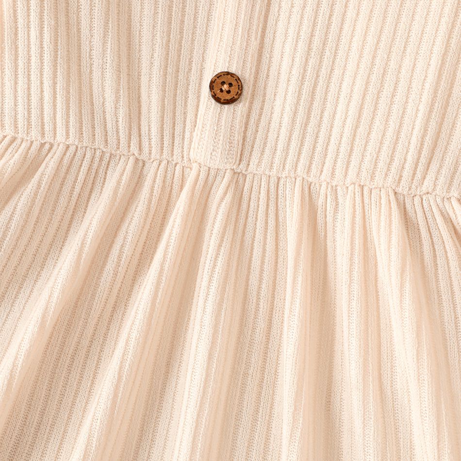 Criança Menina Botão Básico Vestidos Cor de Damasco big image 5
