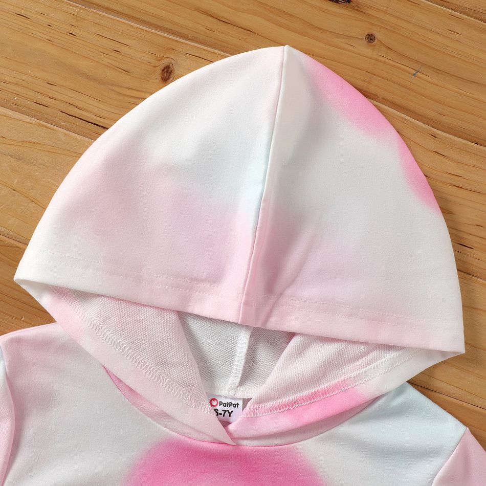 Kinder-Mädchen-Einhorn-Blumendruck-Sweatshirt-Kleid mit Kapuze / elastische Leggings rosa big image 3
