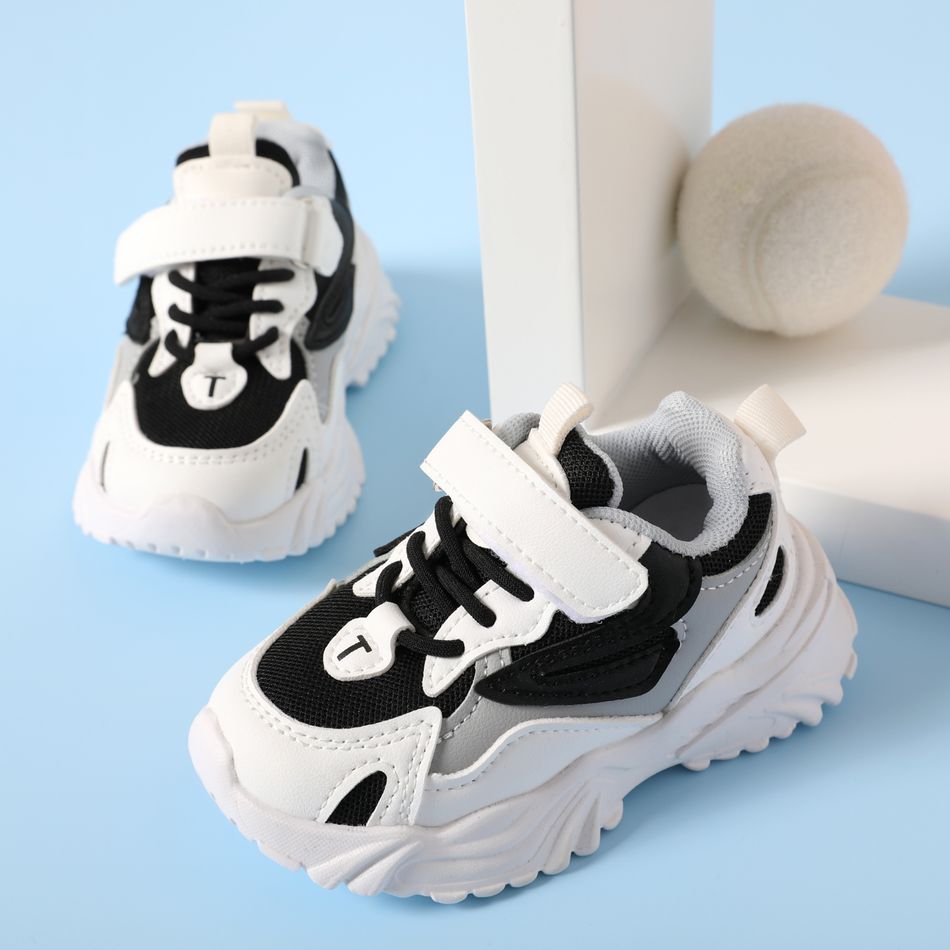 Toddler Breathable Mesh Panel Black Chunky Sneakers Black big image 3