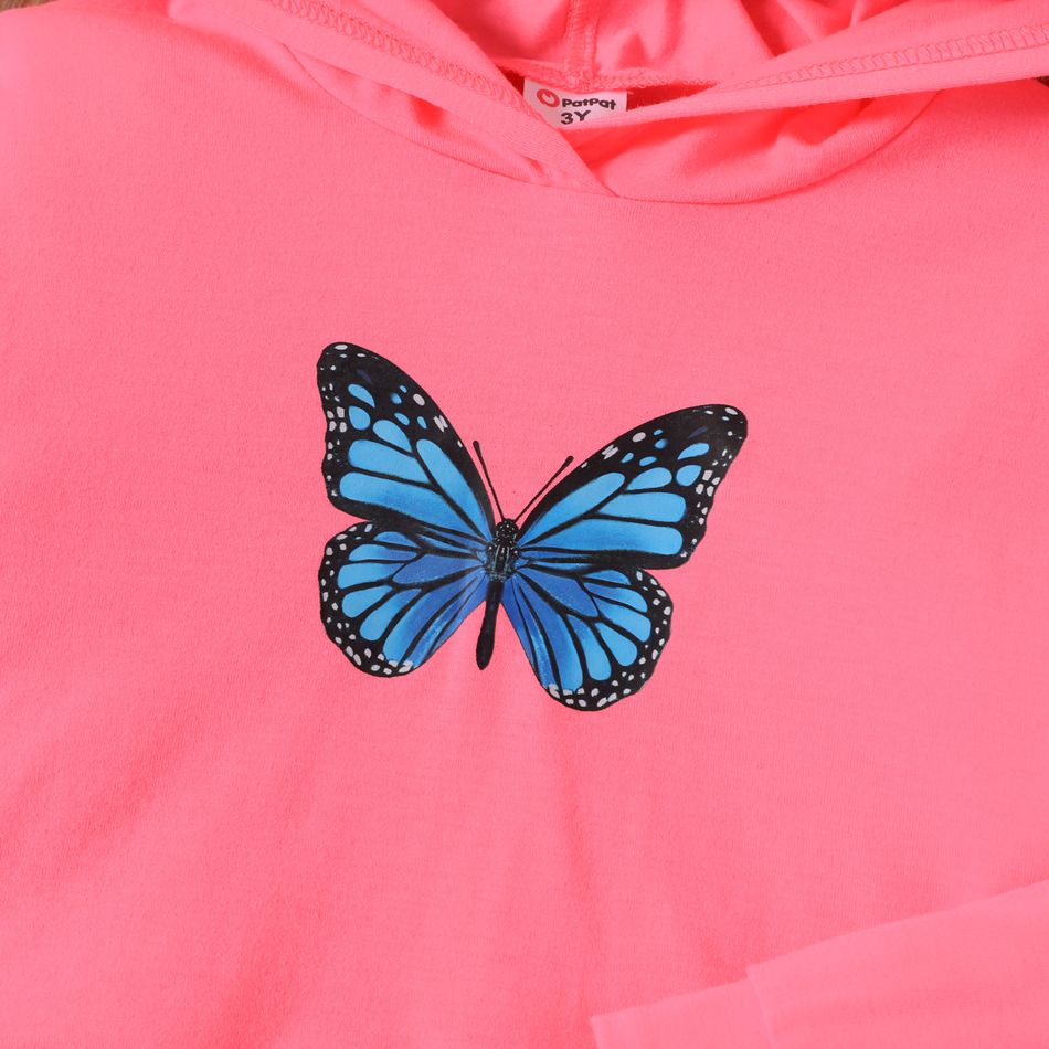 2pcs Toddler Girl Butterfly Print Hoodie Sweatshirt and Pants Set LF big image 3