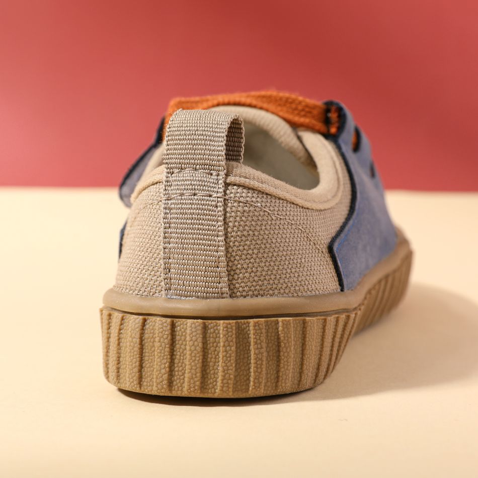 Toddler / Kid Color Block Lace Up Casual Canvas Shoes Bluish Grey big image 4