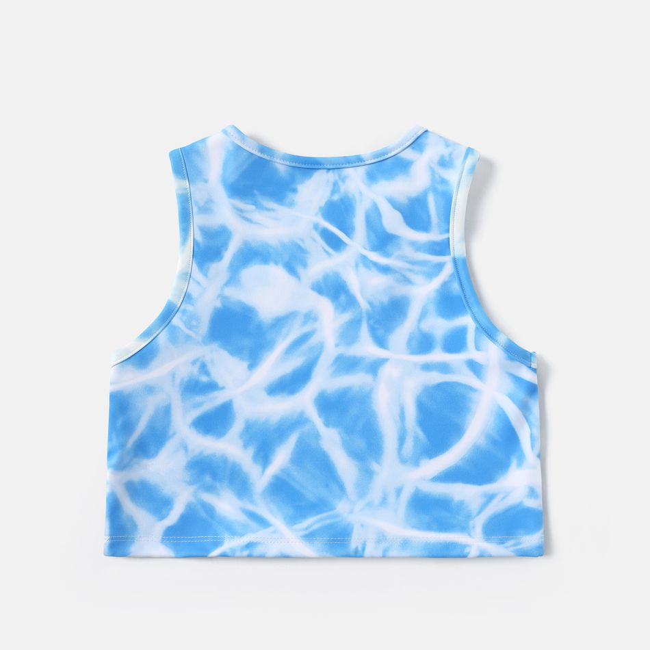 Activewear Polyester Spandex Fabric Toddler Girl Tie Dyed Tank Top Blue big image 4