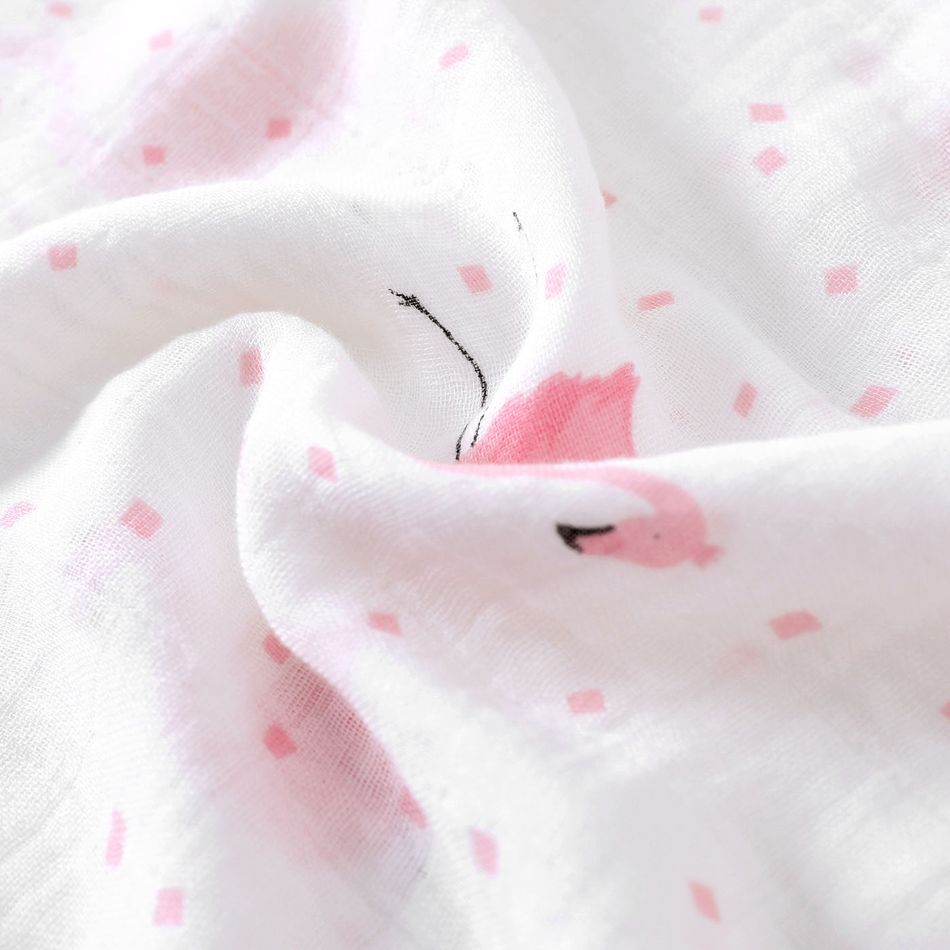 Baby Blanket Quilt Soft Breathable Bamboo Cotton Newborn Swaddle Wrap Receiving Blanket Flamingo Rainbow Unicorn Pattern Pink big image 3