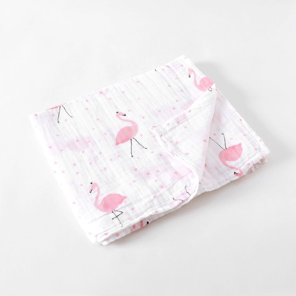 Baby Blanket Quilt Soft Breathable Bamboo Cotton Newborn Swaddle Wrap Receiving Blanket Flamingo Rainbow Unicorn Pattern Pink big image 5