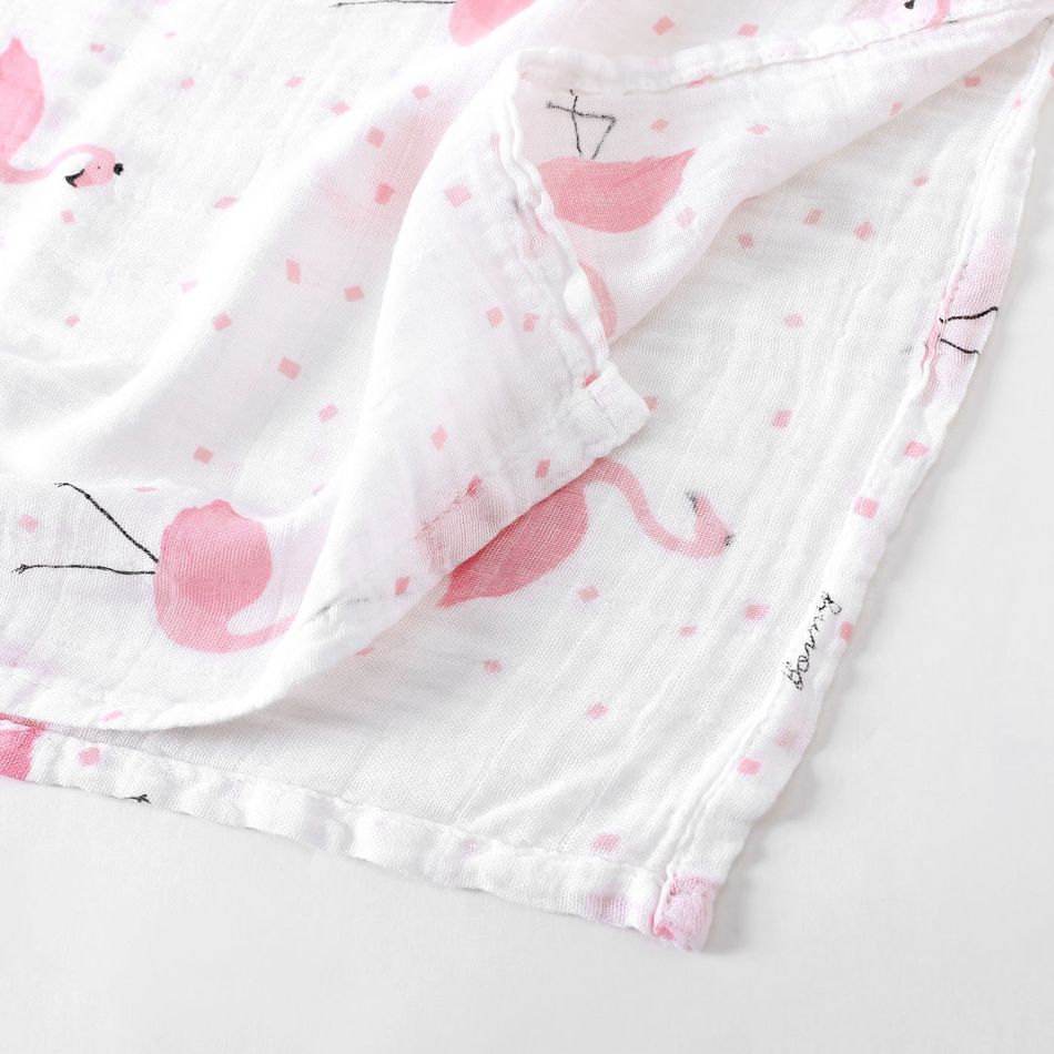 Baby Blanket Quilt Soft Breathable Bamboo Cotton Newborn Swaddle Wrap Receiving Blanket Flamingo Rainbow Unicorn Pattern Pink big image 4