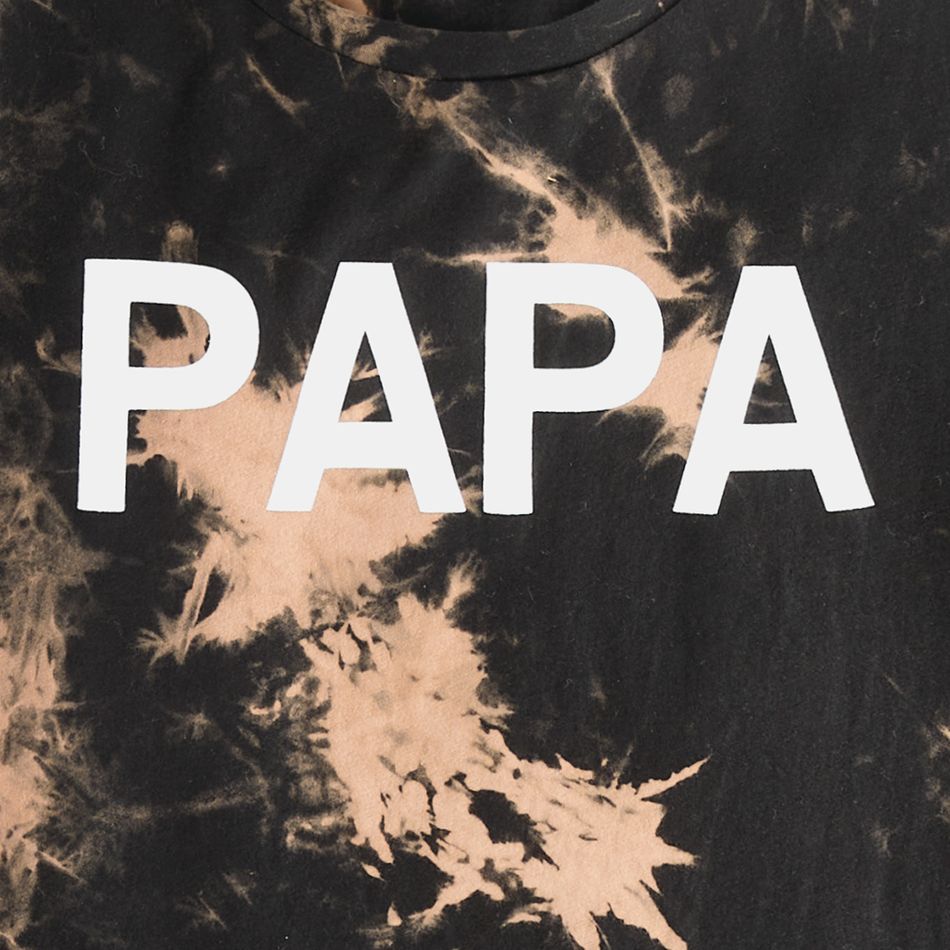 100% Cotton Short-sleeve Tie Dye Letter Print T-shirts for Mom and Me Black big image 4