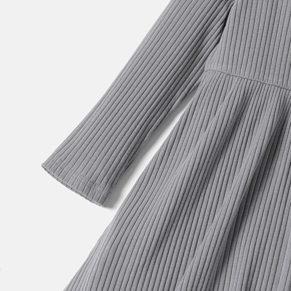 2-حزمة طفلة صغيرة أساسية بلون مضلع طويل الأكمام فستان متعدد الألوان big image 6