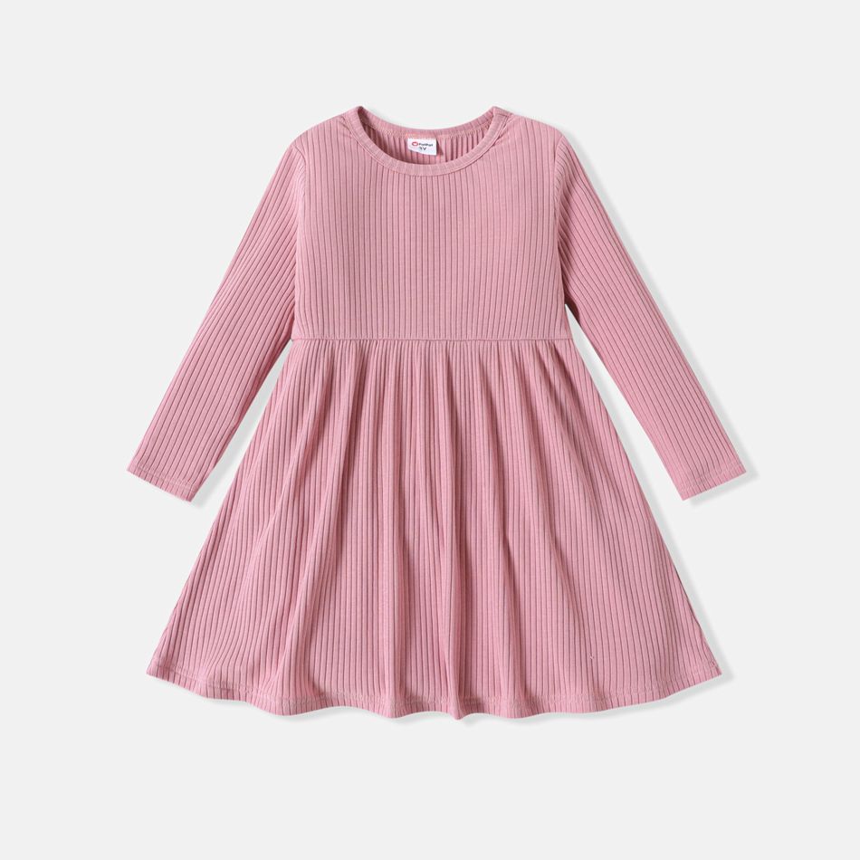 2-حزمة طفلة صغيرة أساسية بلون مضلع طويل الأكمام فستان متعدد الألوان big image 7