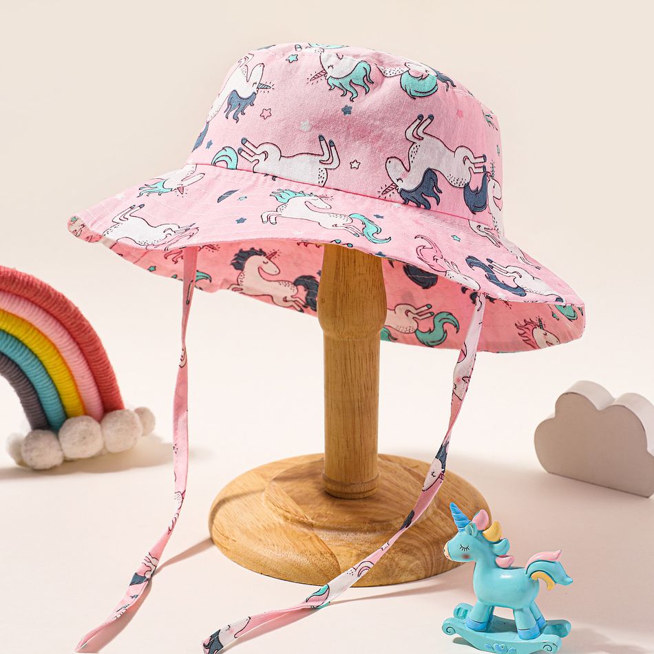 Chapéu de balde com estampa de unicórnio para bebê/criança Rosa