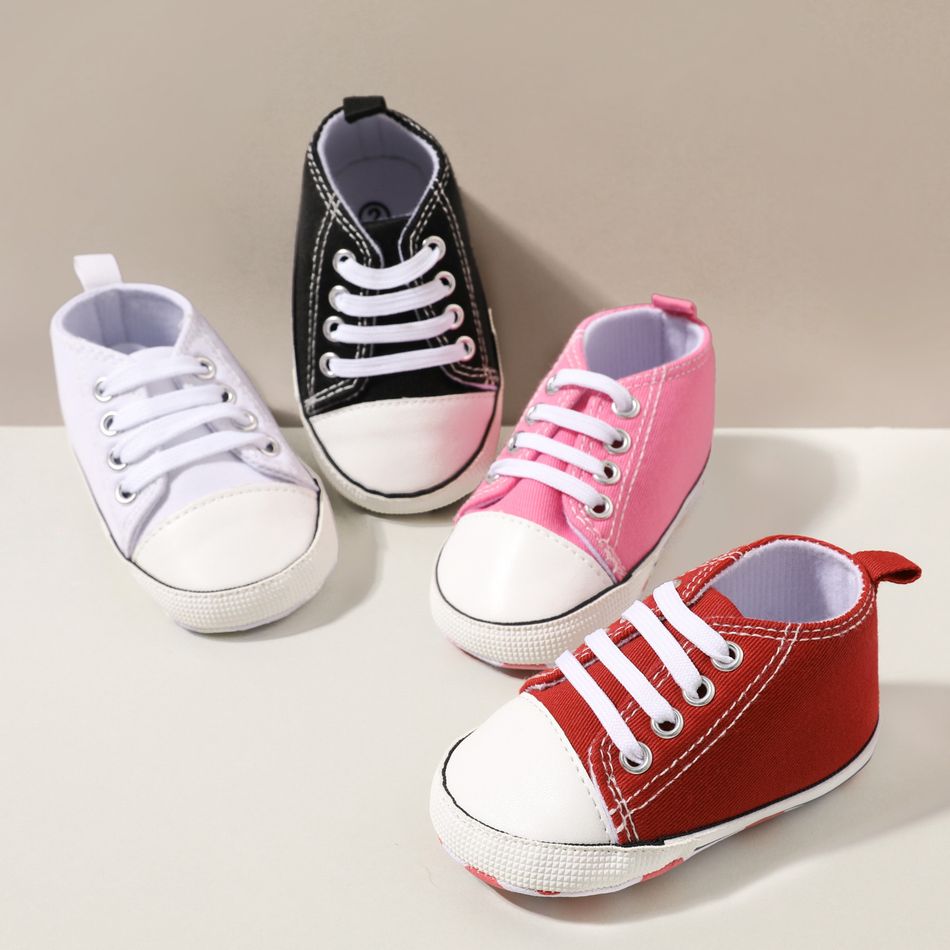 Baby / Toddler Simple Solid Lace Up Prewalker Shoes White big image 4