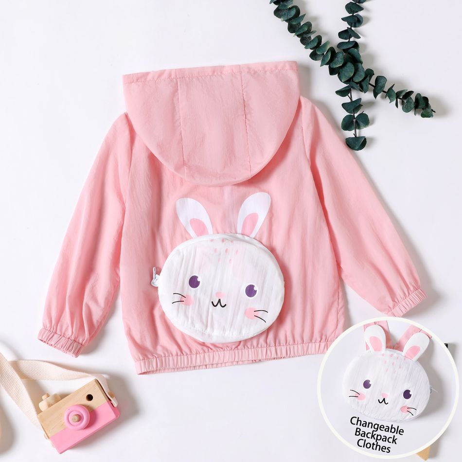 Toddler Girl Foldable Rabbit Backpack Jacket Pink