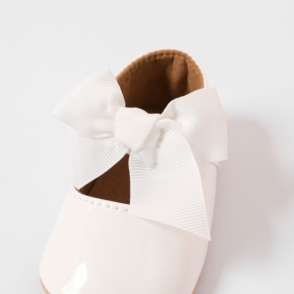 Baby / Toddler Ribbed Bow Mary Jane Princess Shoes White big image 3