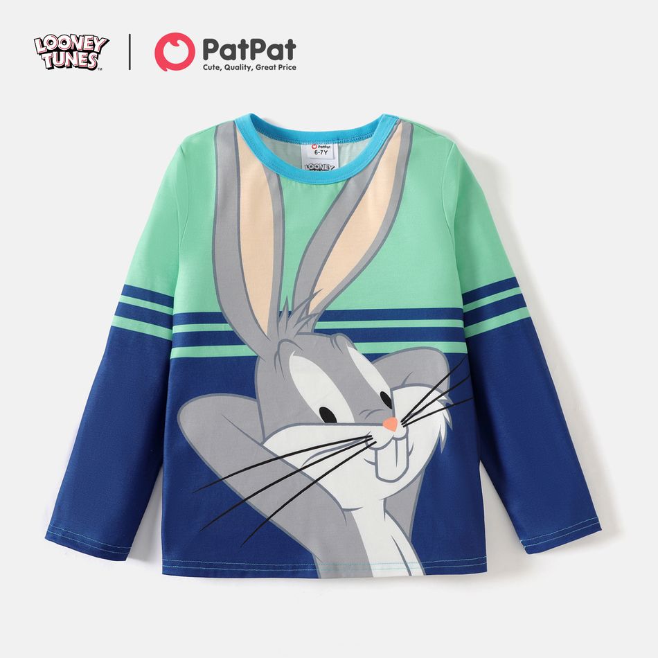 Looney Tunes Kid Boy/Kid Girl Colorblock Striped Long-sleeve Tee Blue big image 1