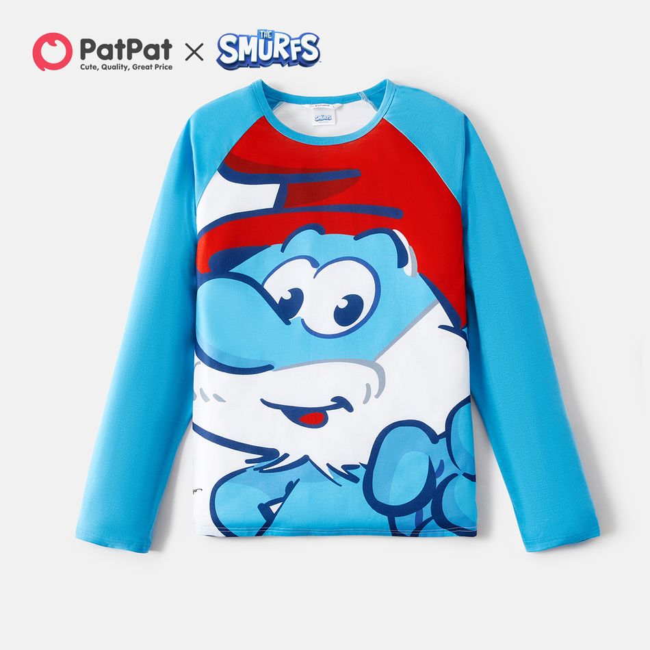 The Smurfs Family Matching Blue Raglan-sleeve Graphic T-shirts Blue big image 2