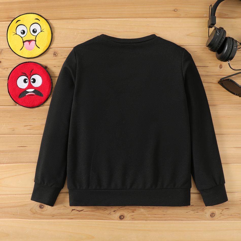 Kid Boy/Kid Girl Face Graphic Embroidered Removable Velcro closure Design Sweatshirt ( 3 Patch is included) Black big image 6