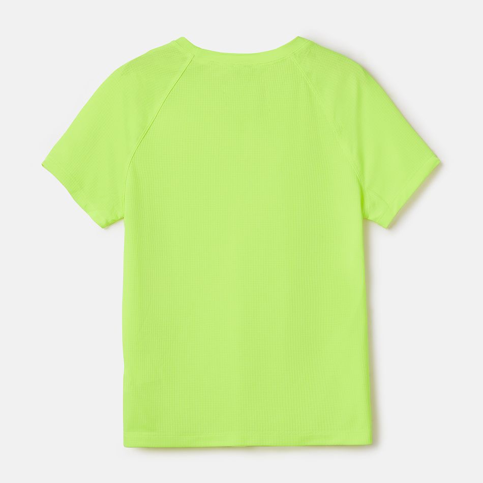Activewear Moisture Wicking Kid Boy/Kid Girl Solid Color Breathable Short Raglan Sleeve Tee Green big image 2