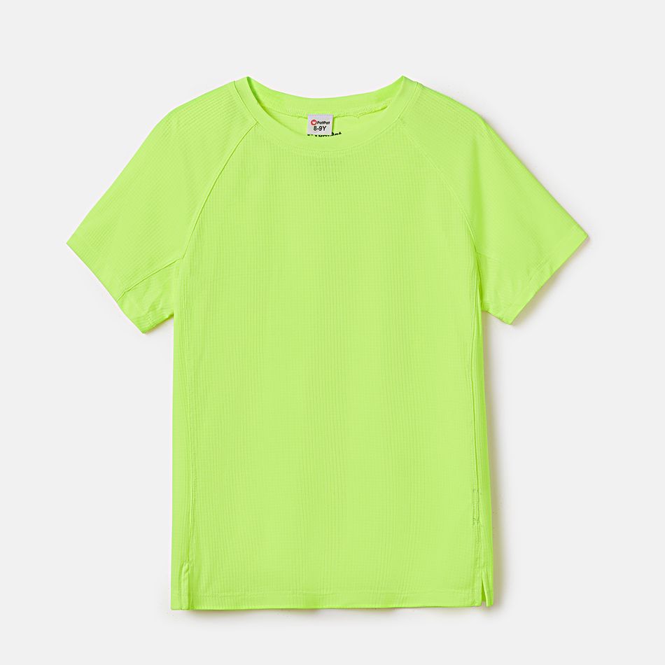 Activewear Moisture Wicking Kid Boy/Kid Girl Solid Color Breathable Short Raglan Sleeve Tee Green