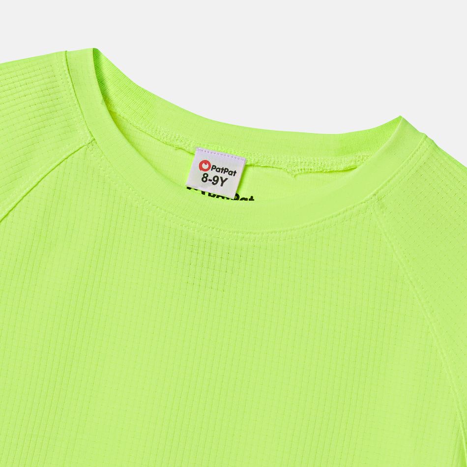 Activewear Moisture Wicking Kid Boy/Kid Girl Solid Color Breathable Short Raglan Sleeve Tee Green big image 4