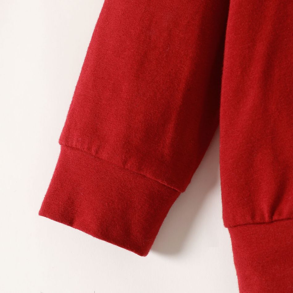 2pcs Baby Boy 95% Cotton Long-sleeve Letter & Number Print Sweatshirt and Sweatpants Set WineRed big image 4