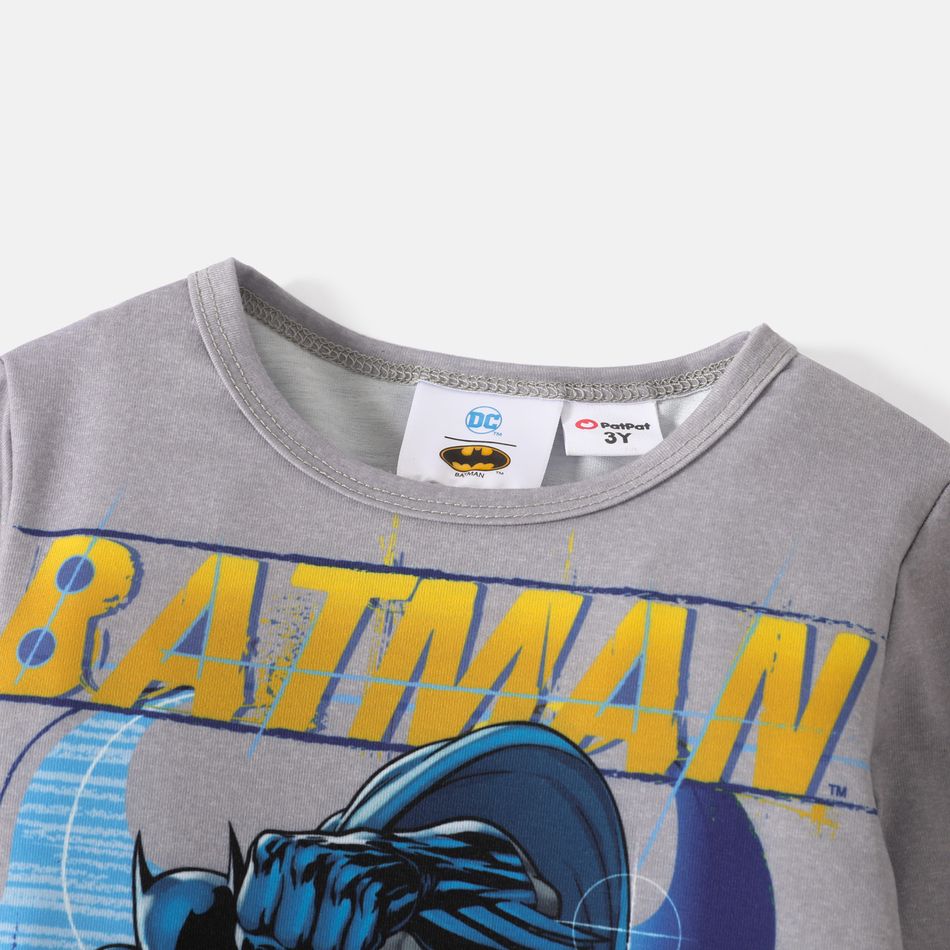 Batman Toddler Boy Letter Print Long-sleeve Tee or Elasticized Pants Grey big image 5