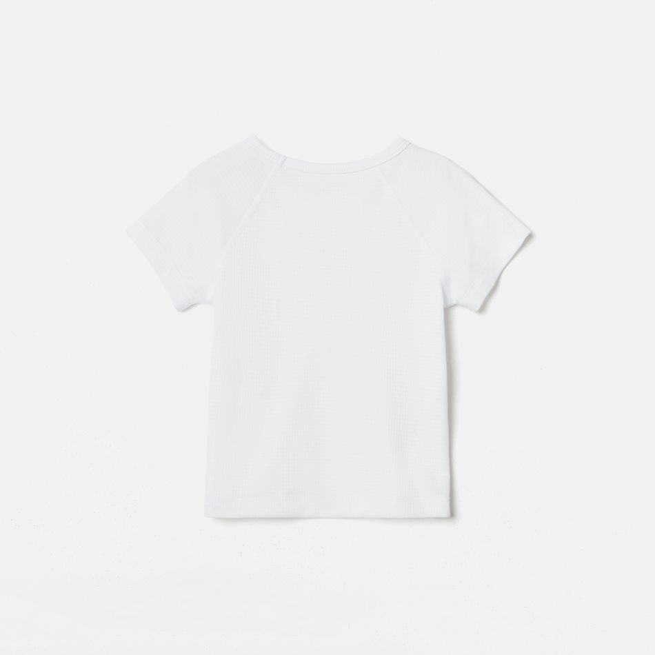 Activewear Moisture Wicking Baby Boy/Girl Solid Round Neck Short-sleeve T-shirt White big image 2