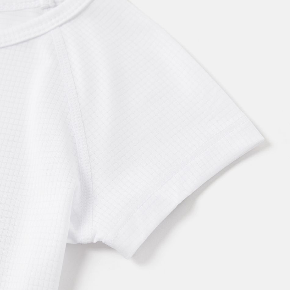 Activewear Moisture Wicking Baby Boy/Girl Solid Round Neck Short-sleeve T-shirt White big image 5