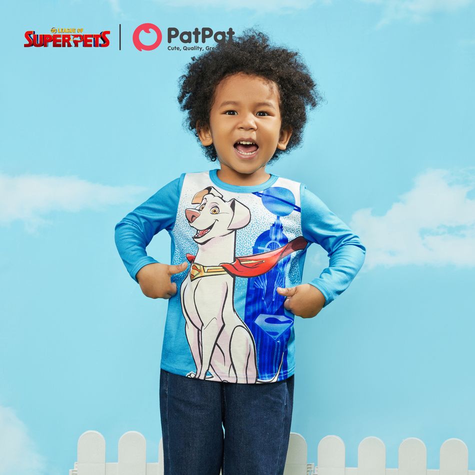 Super Pets Toddler Boy Colorblock Long-sleeve Tee Blue big image 3