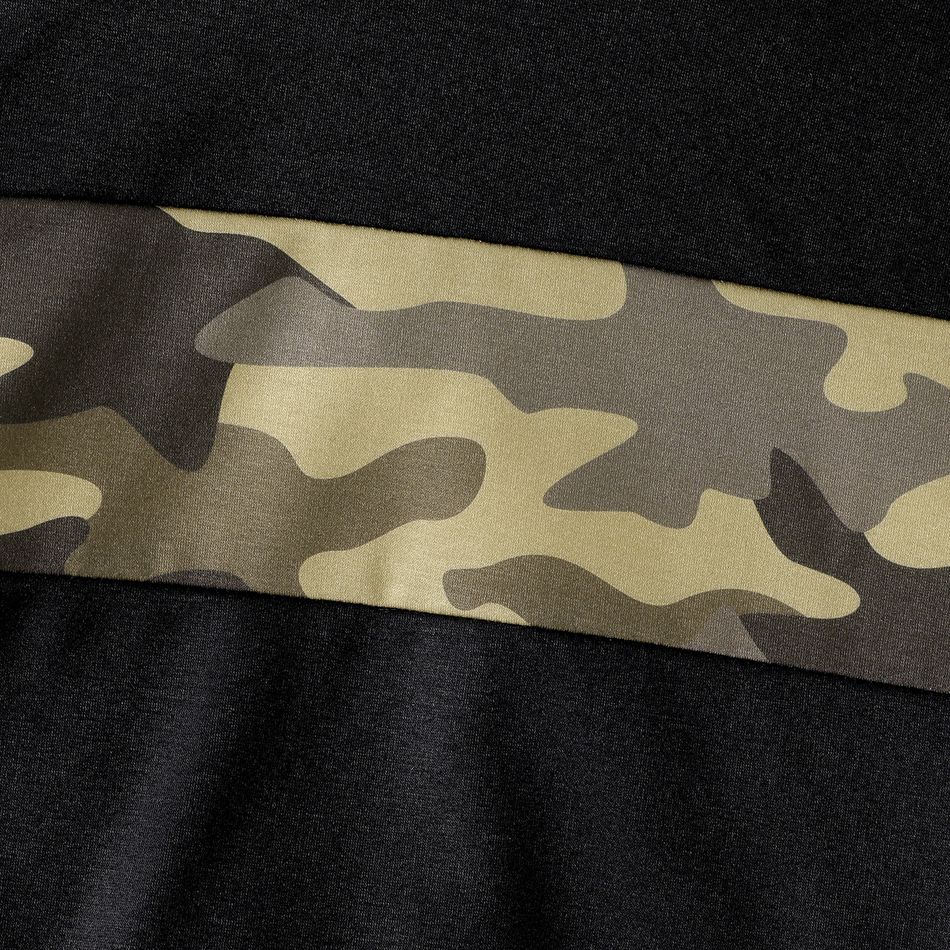 Kid Boy Casual Camouflage Print/Colorblock Pullover Sweatshirt Black big image 3
