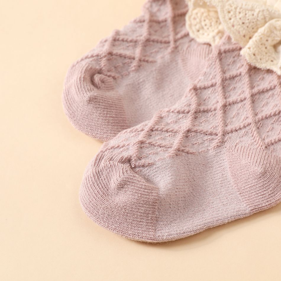 Baby / Toddler Lace Trim Textured Socks Pink big image 3