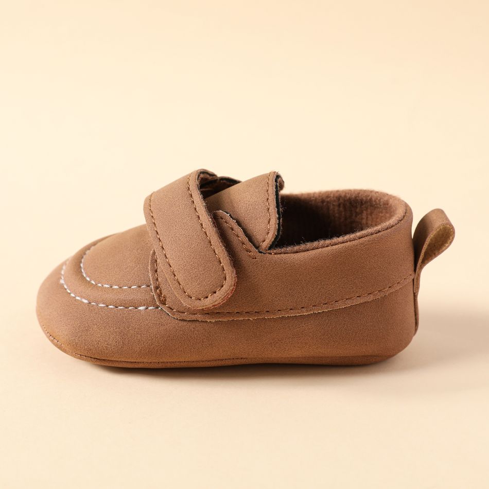 Baby / Toddler Simple Plain Velcro Prewalker Shoes Brown big image 3