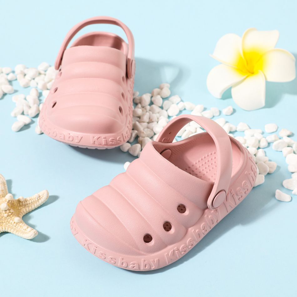 Toddler / Kid Letter Pattern Pink Hollow Out Vent Clogs Pink big image 1