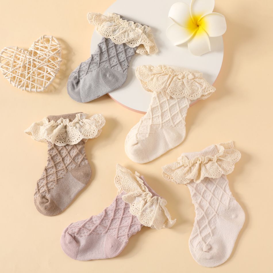 Baby / Toddler Lace Trim Textured Socks Pink big image 6