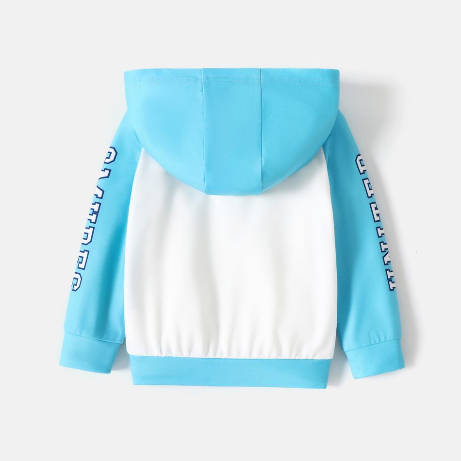 Smurfs Toddler Girl/Boy Letter Print Colorblock Hooded Sweatshirt Blue big image 3
