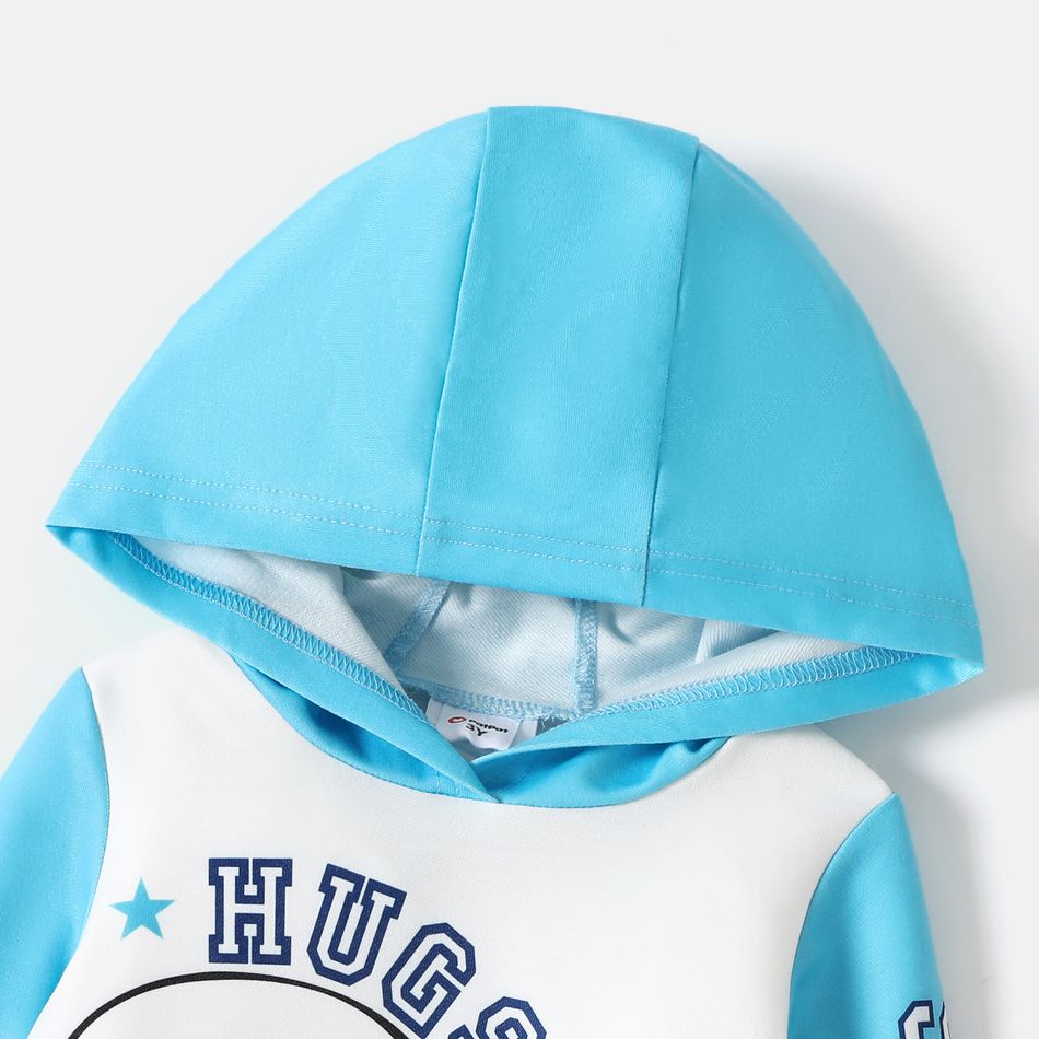 Smurfs Toddler Girl/Boy Letter Print Colorblock Hooded Sweatshirt Blue big image 4