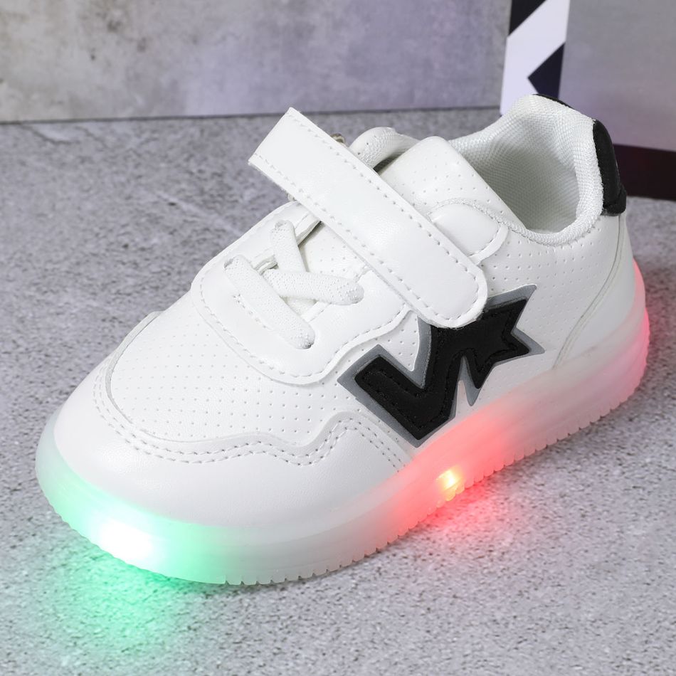 Toddler / Kid Geometric Graphic Velcro Strap LED Sneakers Black