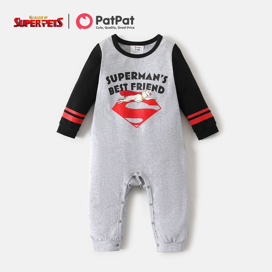 Super Pets Sibling Matching Cotton Long-sleeve Graphic Sets flowergrey big image 4