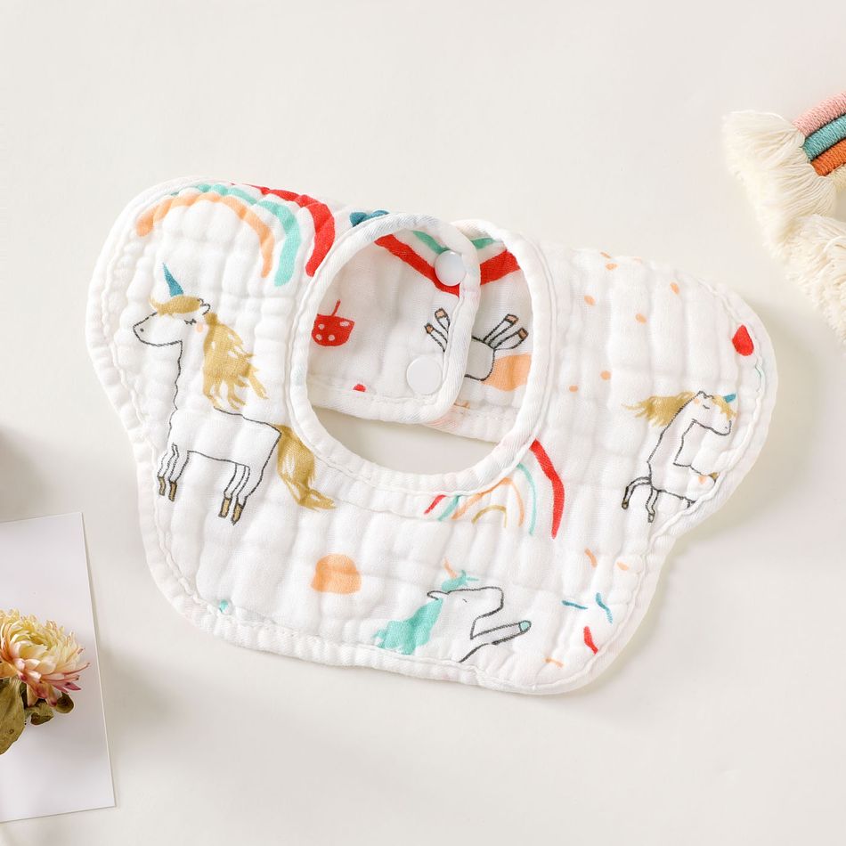 Babadores de algodão de bebê de 2 pacotes em forma de pétala Babadores de baba de bandana de 8 camadas para alimentação, baba e dentição Multicolorido big image 5