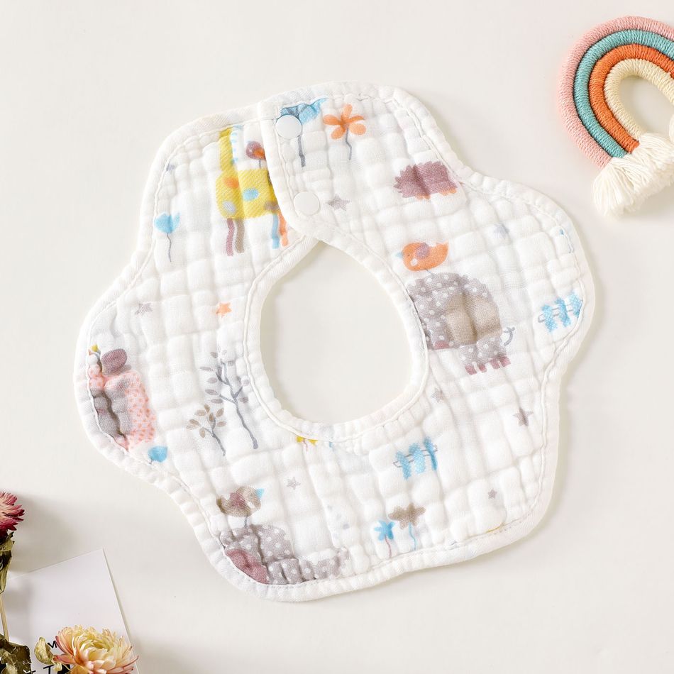 Babadores de algodão de bebê de 2 pacotes em forma de pétala Babadores de baba de bandana de 8 camadas para alimentação, baba e dentição Multicolorido big image 3