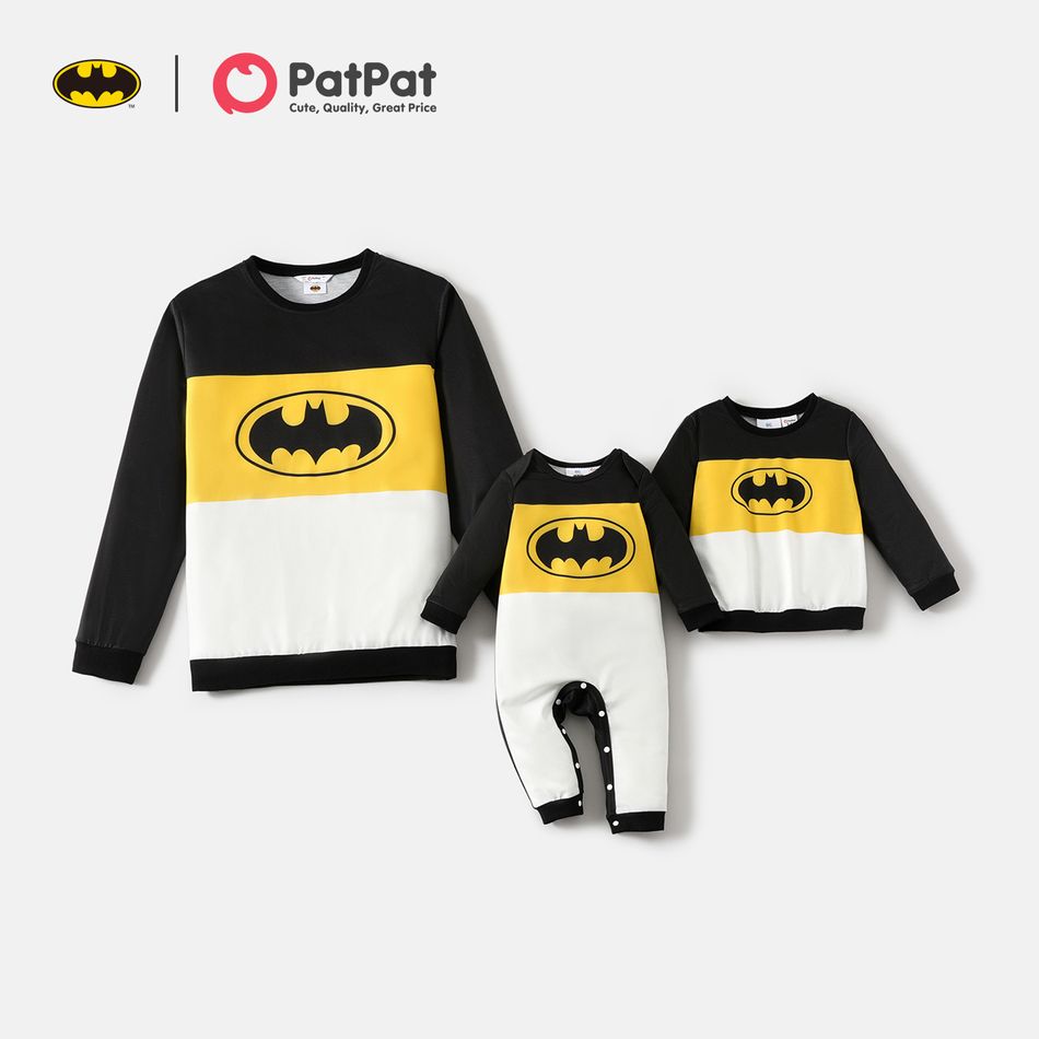 Batman Daddy and Me Colorblock Long-sleeve Pullover Sweatshirts Black