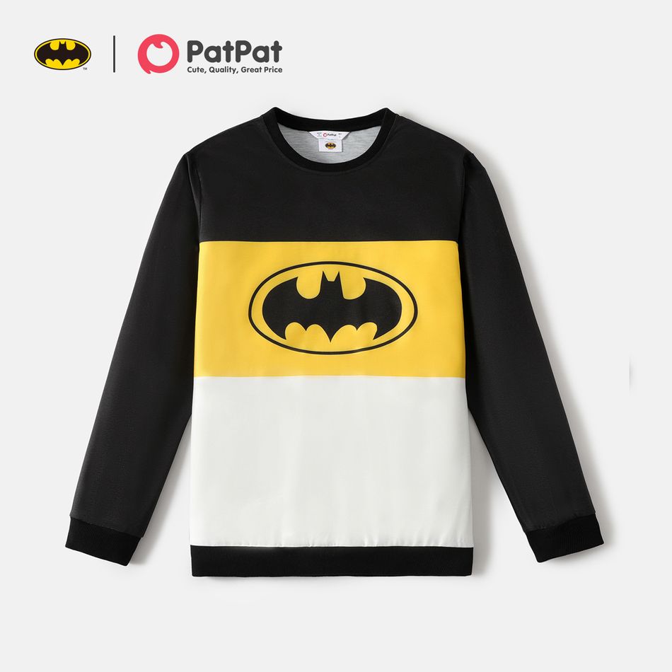 Batman Daddy and Me Colorblock Long-sleeve Pullover Sweatshirts Black big image 2