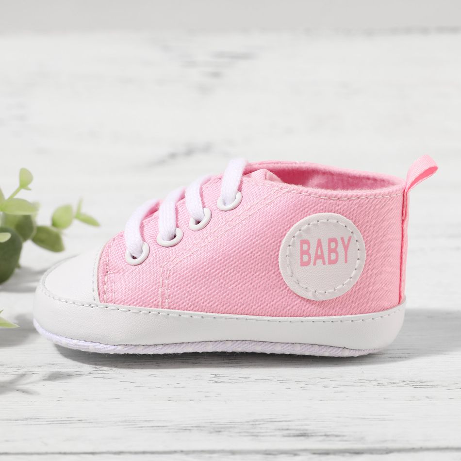 Baby / Toddler Letter Graphic Lace Up Canvas Shoes Pink big image 2