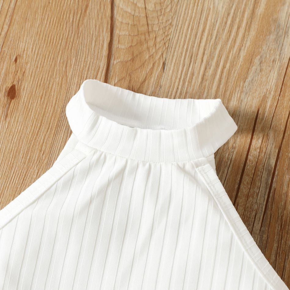 طقم تنورة مطوي منقوش من قطعتين لطفلة دارج أبيض big image 3