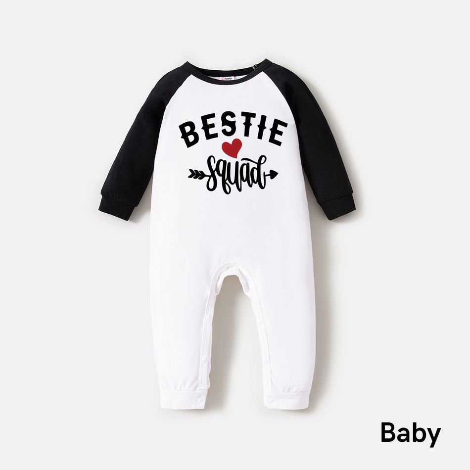 100% Cotton Love Heart & Letter Print Black Long-sleeve Pullover Sweatshirts for Mom and Me Black/White big image 9