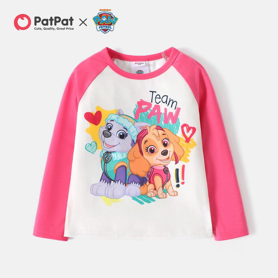 PAW Patrol Toddler Boy/Girl Letter Print Long Raglan Sleeve Tee Hot Pink big image 1
